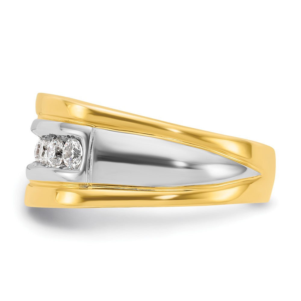 14ktt IBGoodman Men's Polished & Grooved 7-Stone Diamond Ring