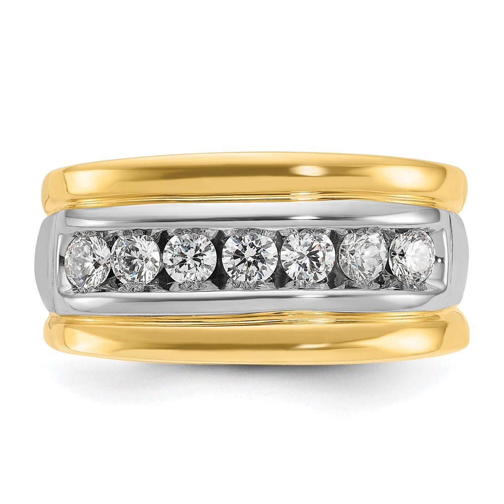 14ktt IBGoodman Men's Polished & Grooved 7-Stone Diamond Ring