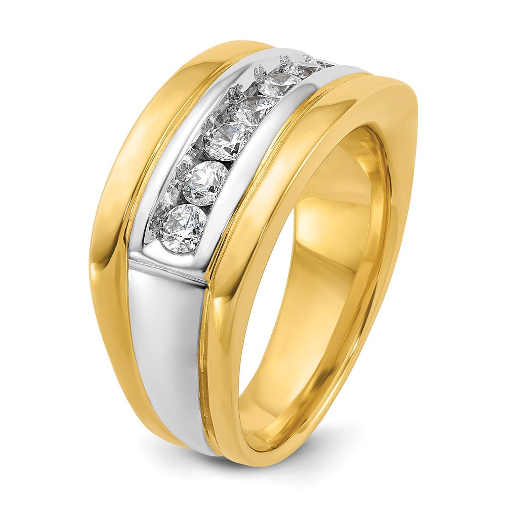 14k Two-tone IBGoodman Men's Polished & Grooved 7-Stone Ring Mtg
