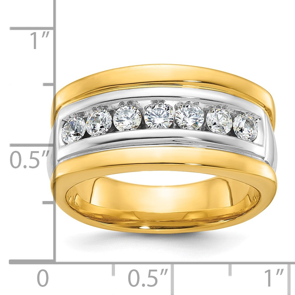 14k Two-tone IBGoodman Men's Polished & Grooved 7-Stone Ring Mtg