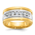 14ktt IBGoodman Men's Polished & Grooved 7-Stone Diamond Ring