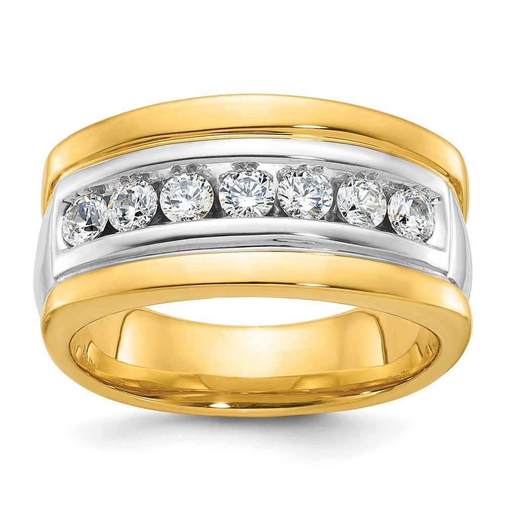 14k Two-tone IBGoodman Men's Polished & Grooved 7-Stone Ring Mtg