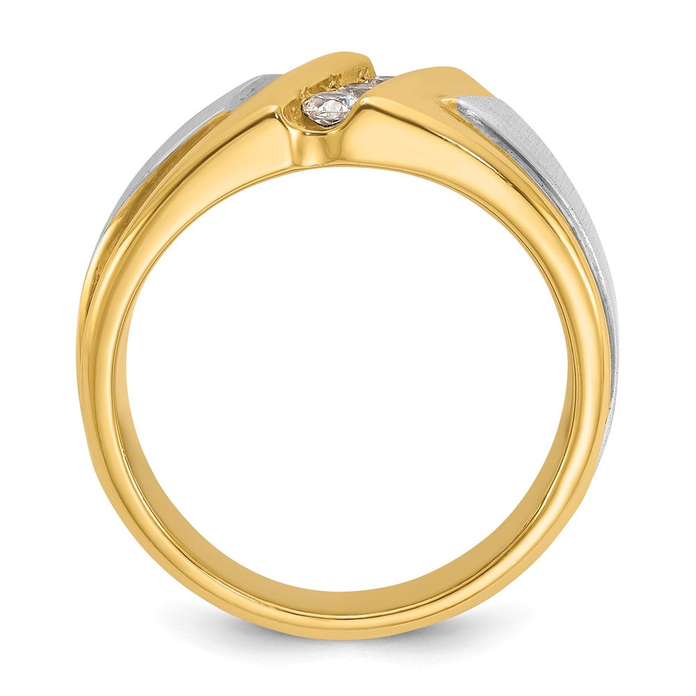 10k Two-tone IBGoodman Men's Polished and Satin 3-Stone Diamond Ring