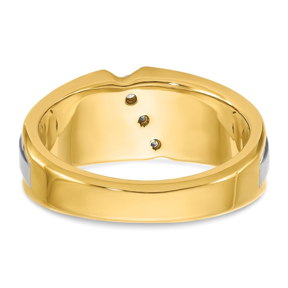 10k Two-tone IBGoodman Men's Polished and Satin 3-Stone Diamond Ring