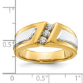10k Two-tone IBGoodman Men's Polished and Satin 3-Stone Diamond Ring