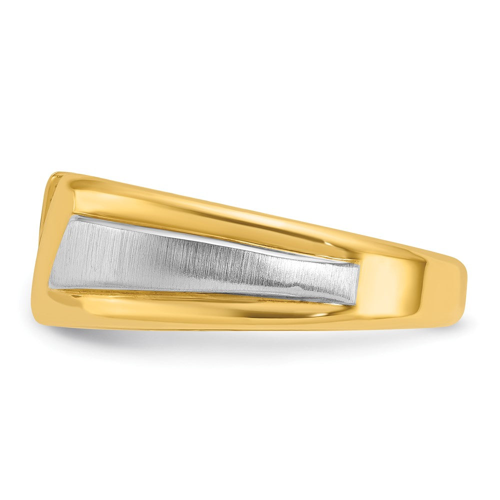 14k Two-tone IBGoodman Men's Polished and Satin 3-Stone Diamond Ring