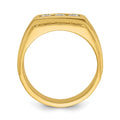 14k IBGoodman Men's Polished and Satin 3-Row Diamond Ring