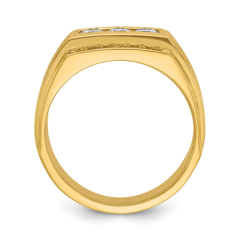 14k IBGoodman Men's Polished and Satin 3-Row Ring Mounting
