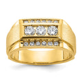 14k IBGoodman Men's Polished and Satin 3-Row Ring Mounting