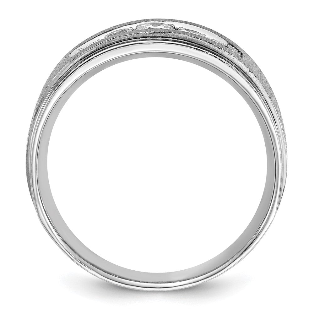 14k White Gold Polished and Brushed Five Stone Men's Ring Mounting