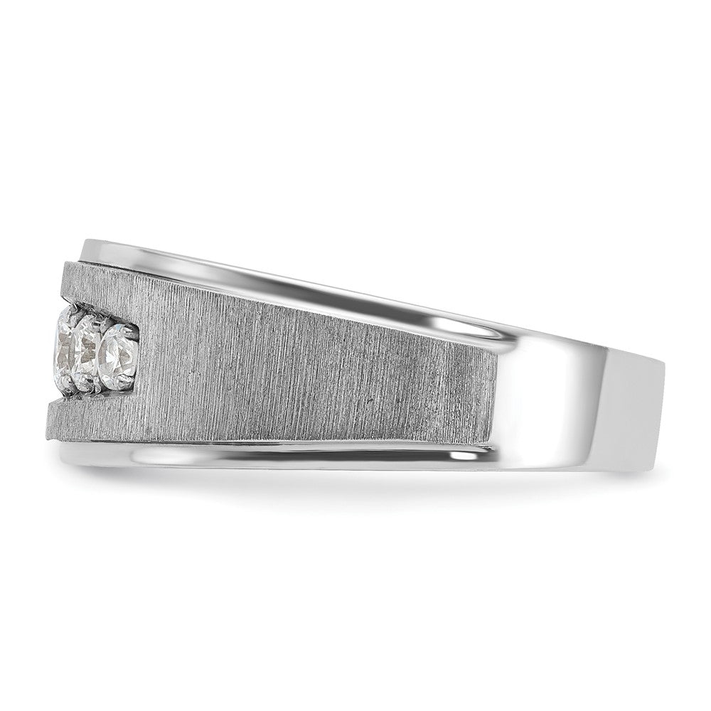 14k White Gold Polished and Brushed Five Stone Men's Ring Mounting