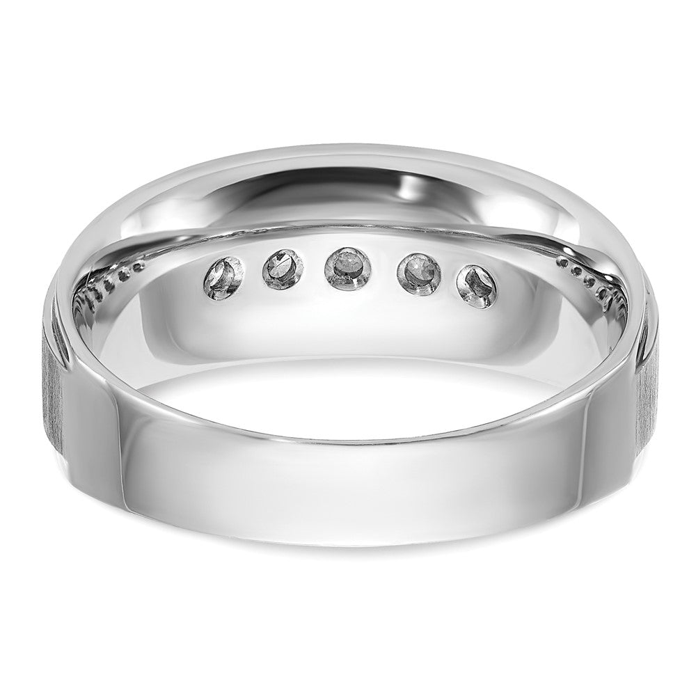 14k White Gold Polished and Brushed Five Stone Men's Ring Mounting