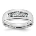 14k White Gold Polished and Brushed Five Stone Men's Ring Mounting