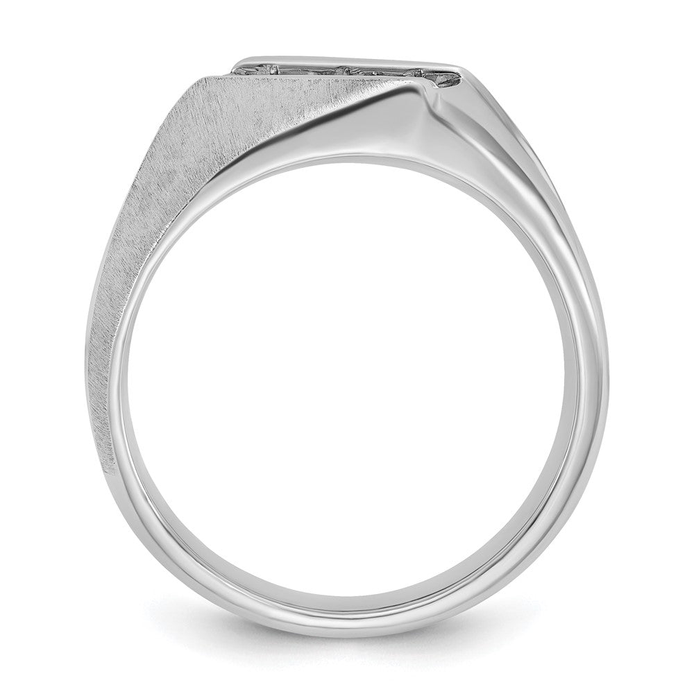 14k White Gold IBGoodman Men's Polished & Satin Diamond Ring