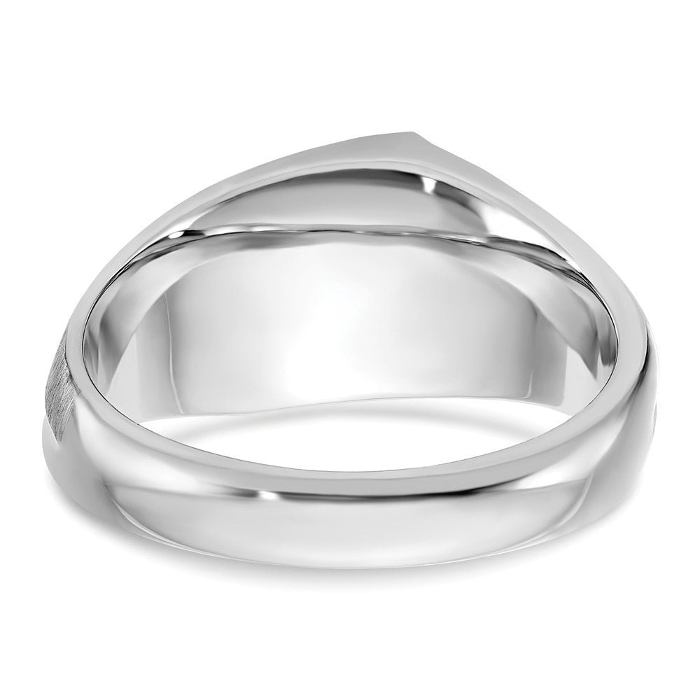 14k White Gold IBGoodman Men's Polished & Satin Diamond Ring