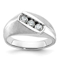 14k White Gold IBGoodman Men's Polished & Satin 3-Stone Ring Mounting