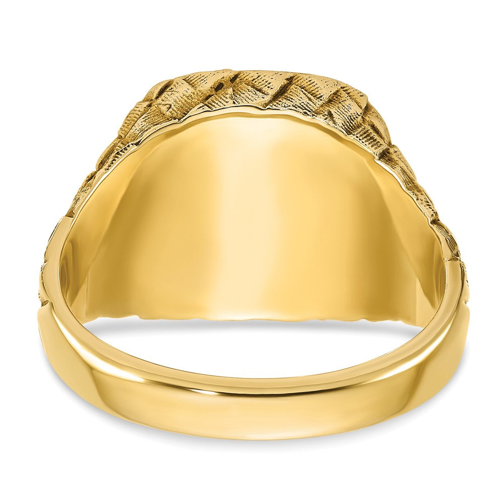 10k IBGoodman 13.5x15mm Men's Cushion Signet Ring