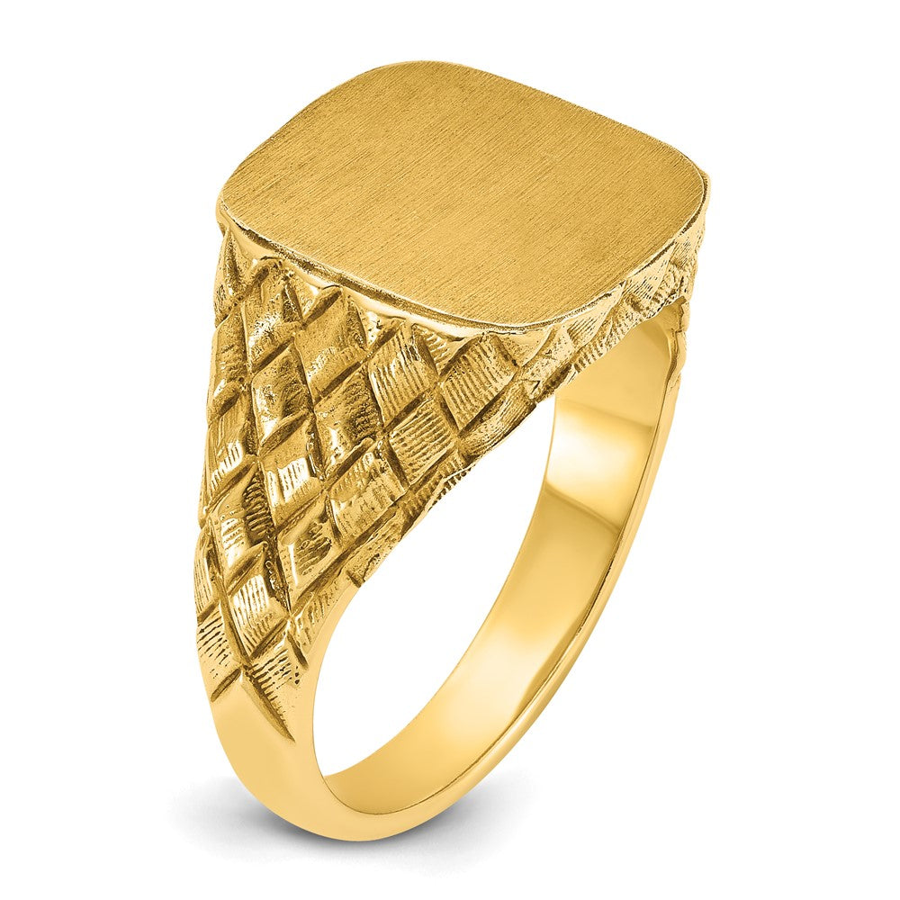 10k IBGoodman 13.5x15mm Men's Cushion Signet Ring