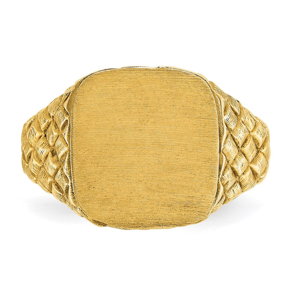 14k IBGoodman 13.5x15mm Men's Cushion Signet Ring