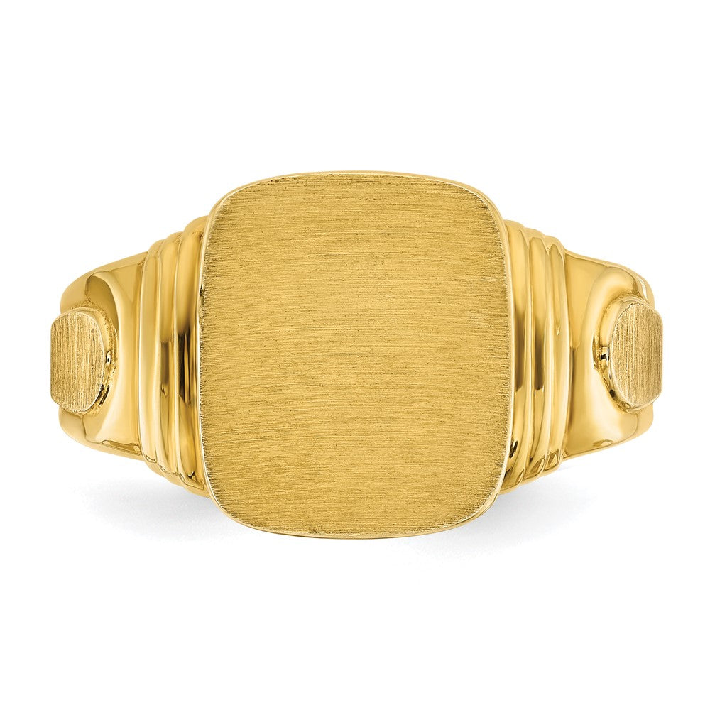 14k IBGoodman 14x12mm Men's Cushion Signet Ring