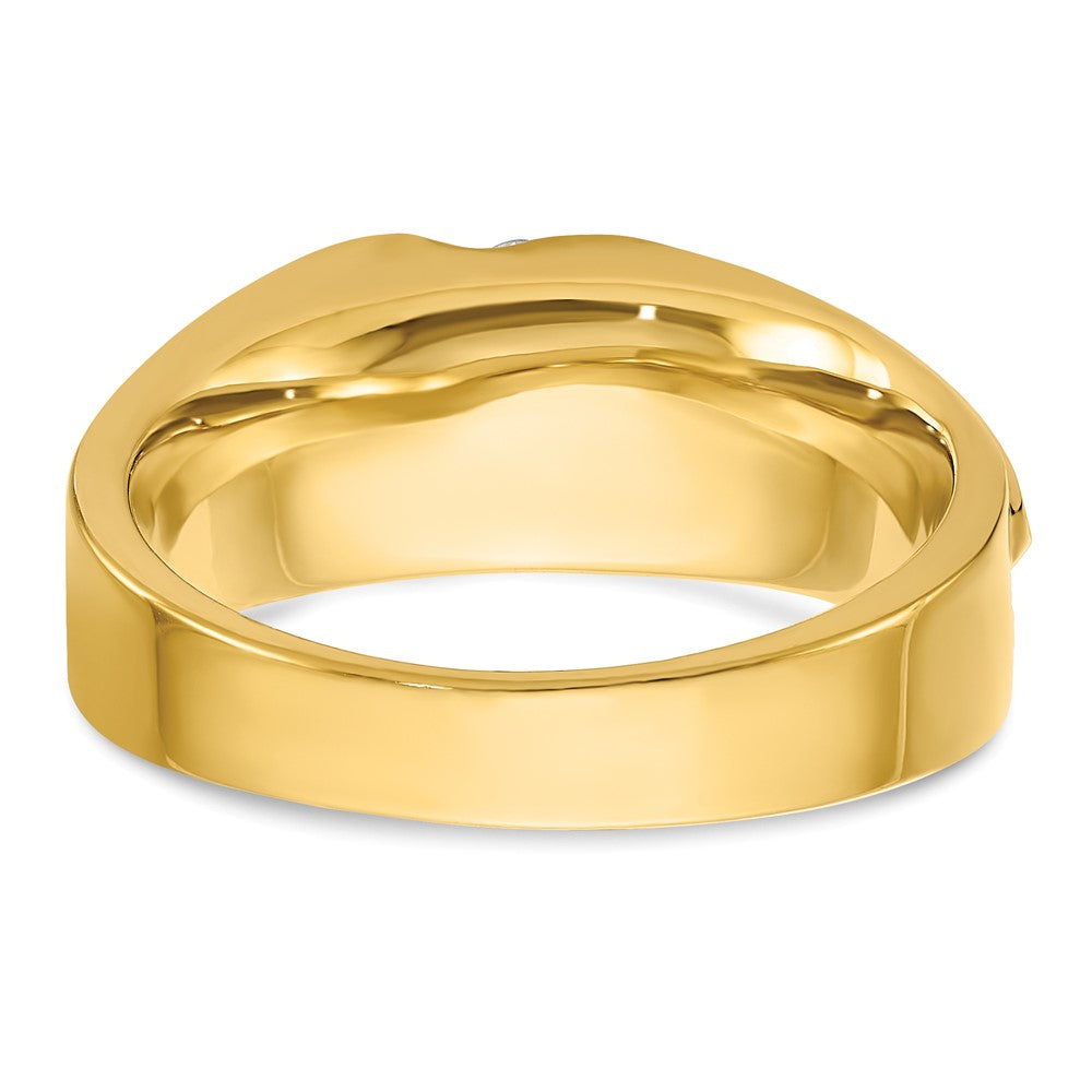 14ktt IBGoodman Men's Polished Satin & Grooved 4-Stone Ring Mounting