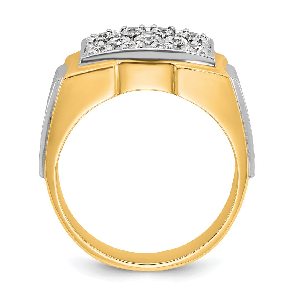 14k Two-tone IBGoodman Men's Polished and Satin Cluster Ring Mounting