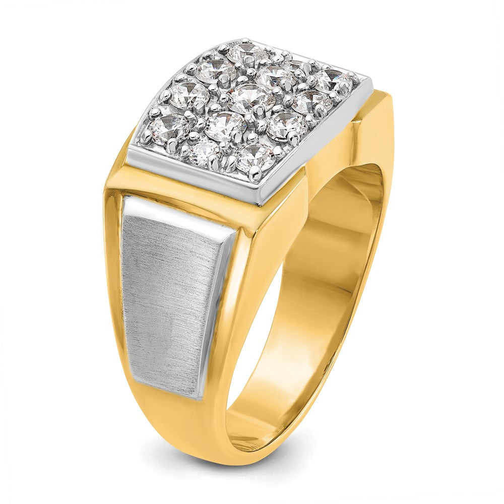 14k Two-tone IBGoodman Men's Polished and Satin Cluster Ring Mounting