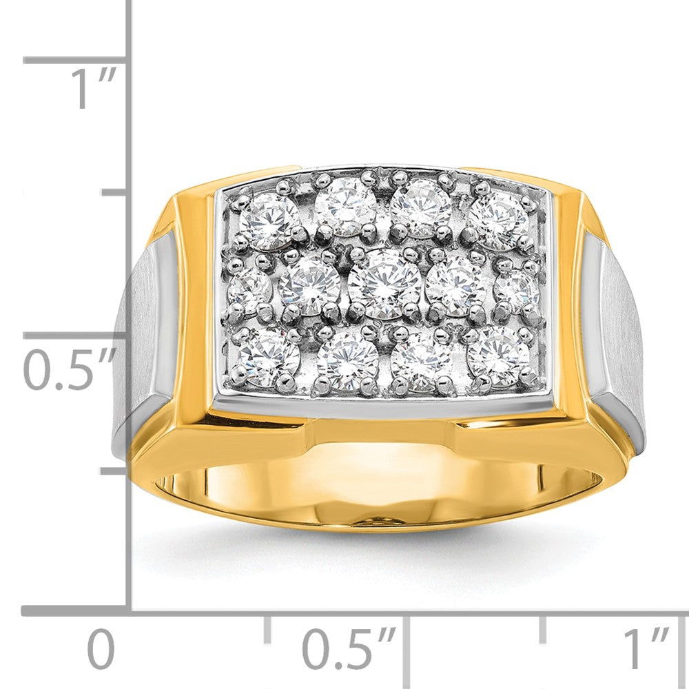 14k Two-tone IBGoodman Men's Polished and Satin Cluster Ring Mounting