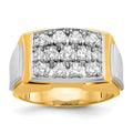 14k Two-tone IBGoodman Men's Polished and Satin Cluster Ring Mounting