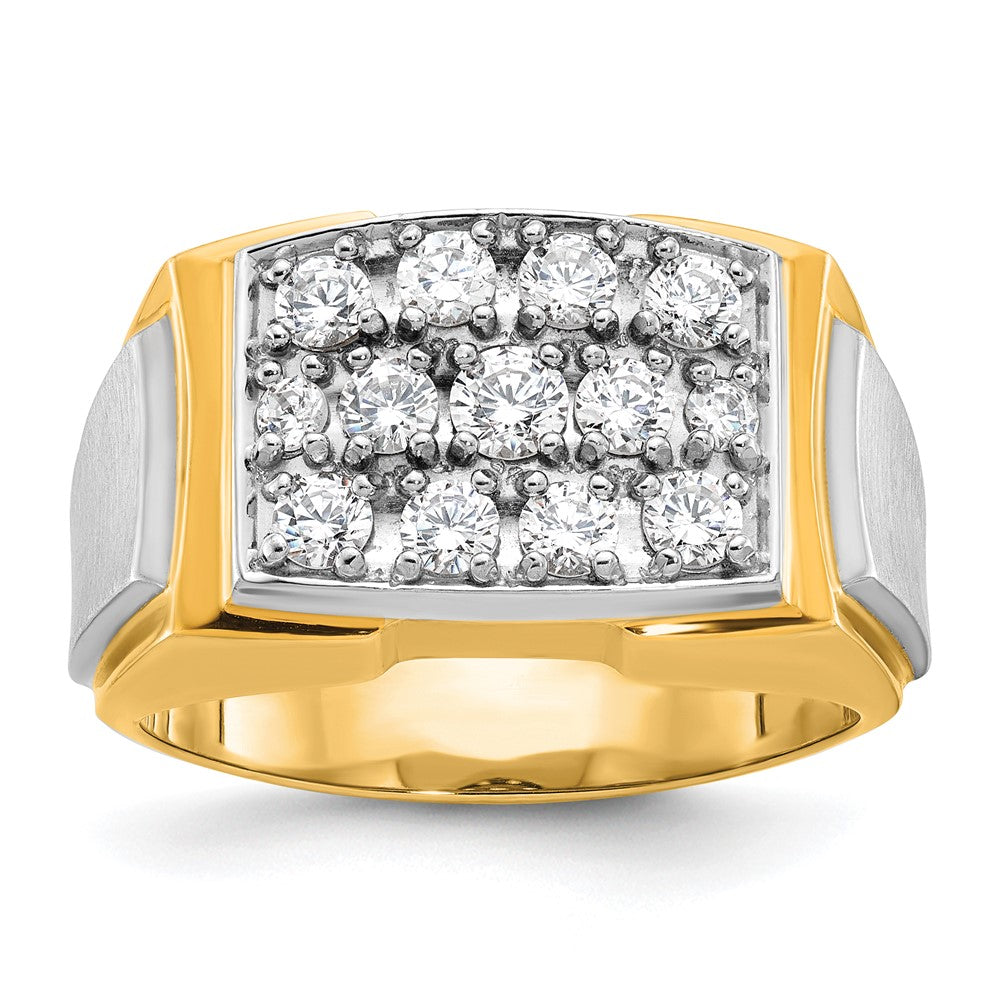 14k Two-tone IBGoodman Men's Polished and Satin Cluster Ring Mounting