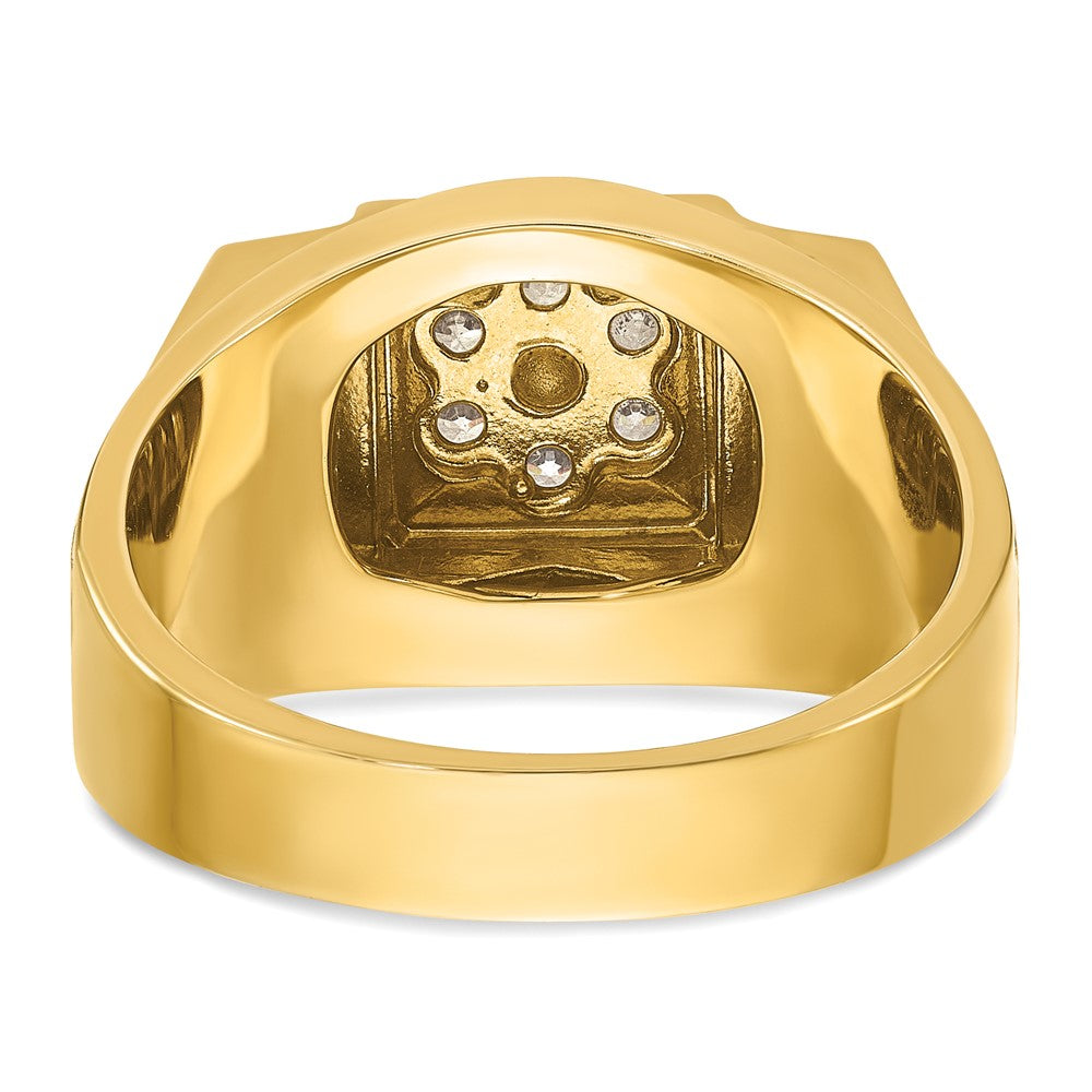 14k Two-tone IBGoodman Men's Polished and Satin Diamond Cluster Ring