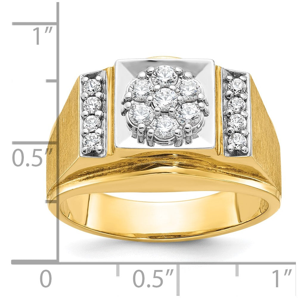 14k Two-tone IBGoodman Men's Polished and Satin Cluster Ring Mounting