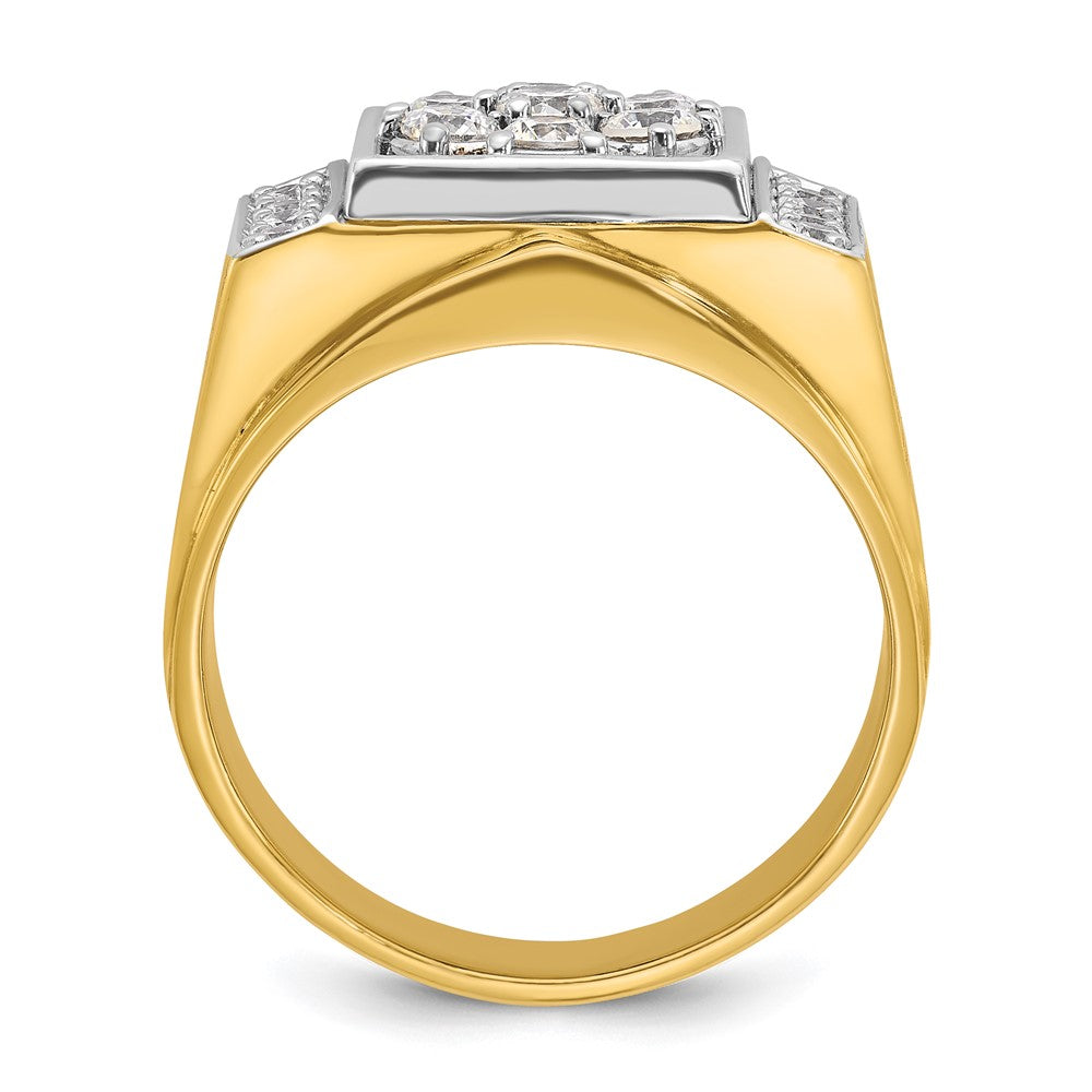 14k Two-tone IBGoodman Men's Polished and Satin Diamond Cluster Ring
