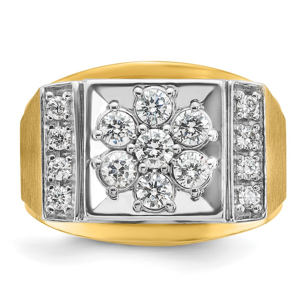 14k Two-tone IBGoodman Men's Polished and Satin Cluster Ring Mounting
