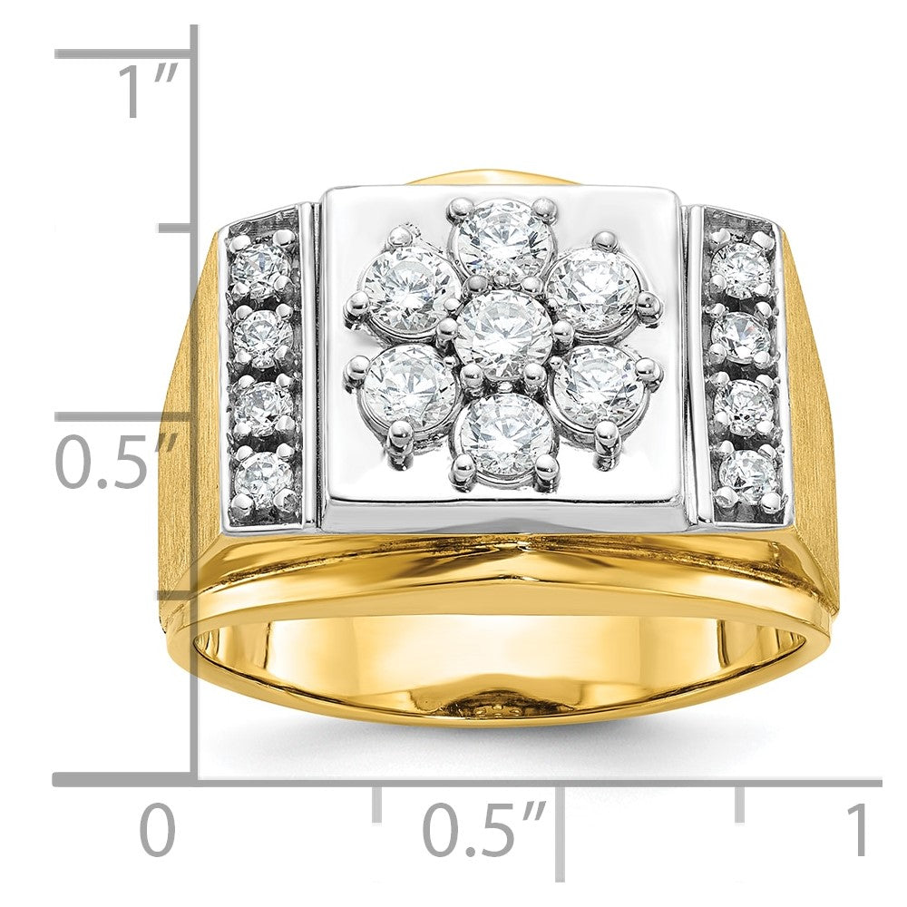 14k Two-tone IBGoodman Men's Polished and Satin Cluster Ring Mounting