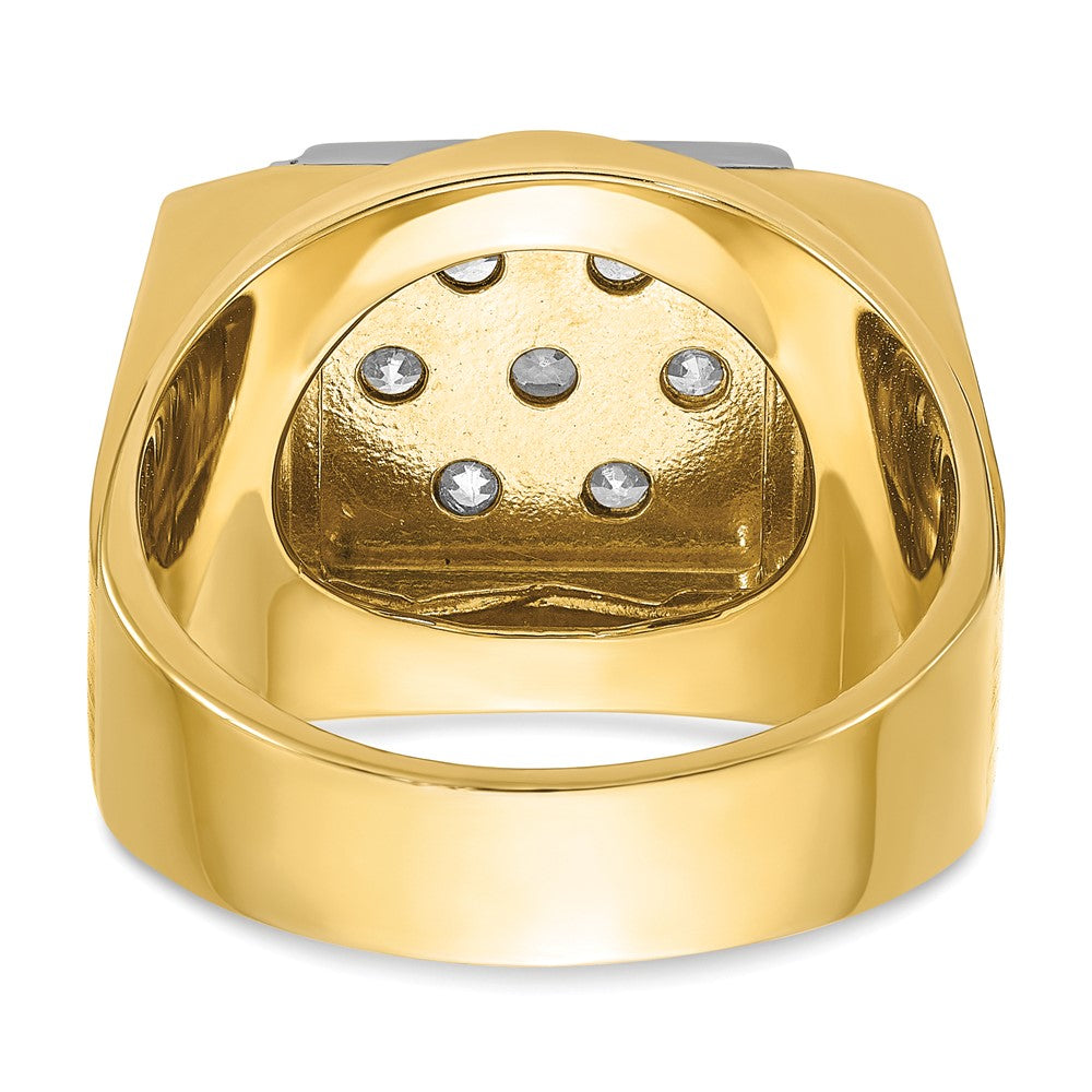 14k Two-tone IBGoodman Men's Polished and Satin Diamond Cluster Ring