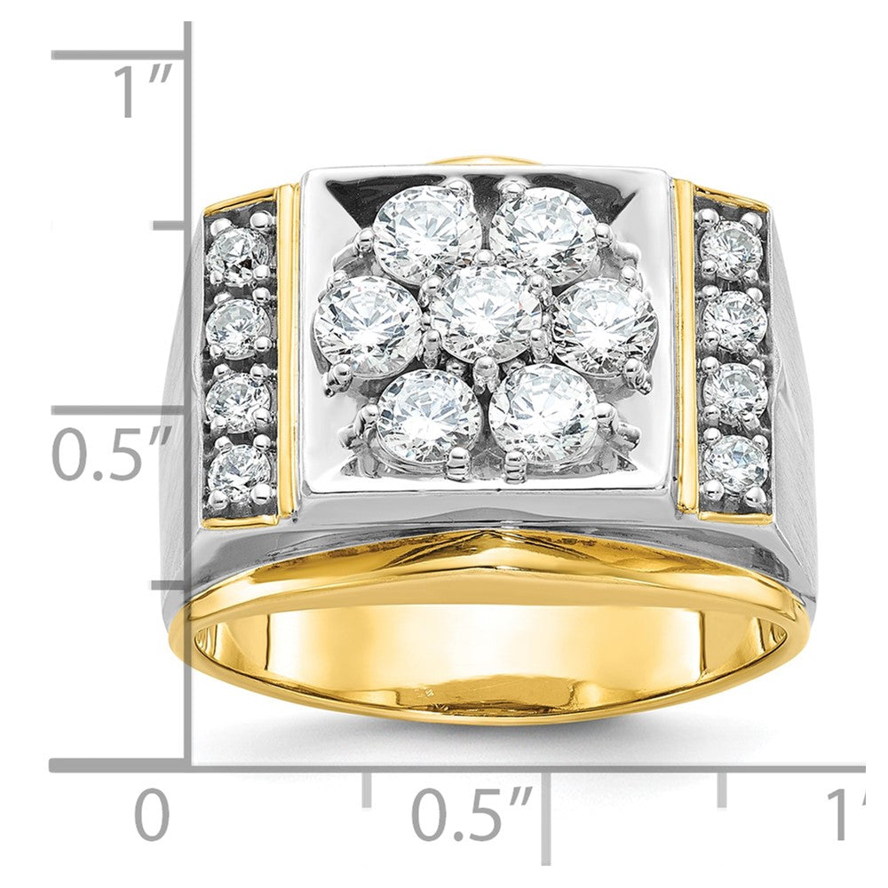 14k Two-tone IBGoodman Men's Polished and Satin Diamond Cluster Ring