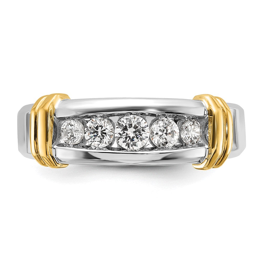 14k Two-tone 5 Stone Polished Men's Ring Mounting