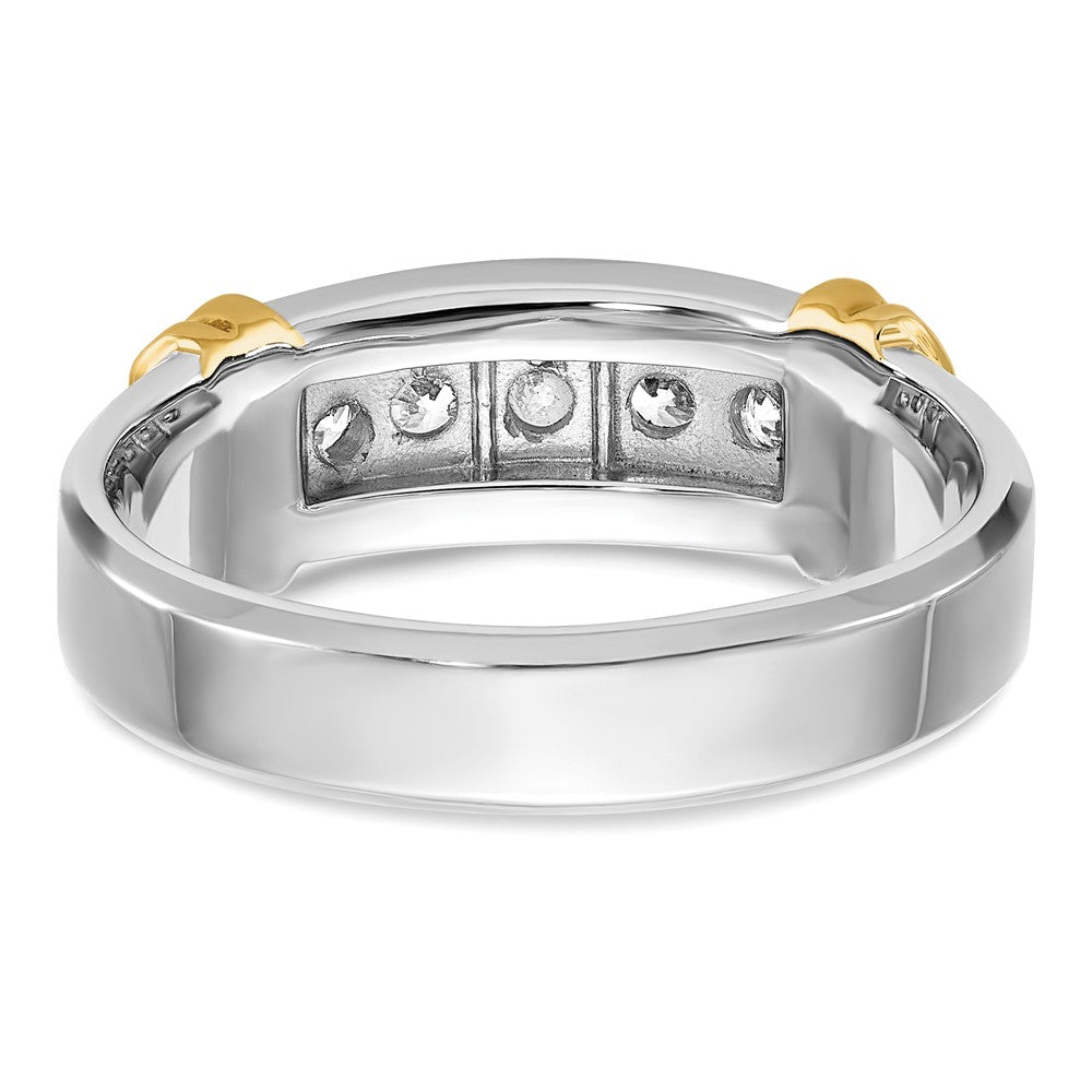 14k Two-tone 5 Stone Polished Men's Ring Mounting