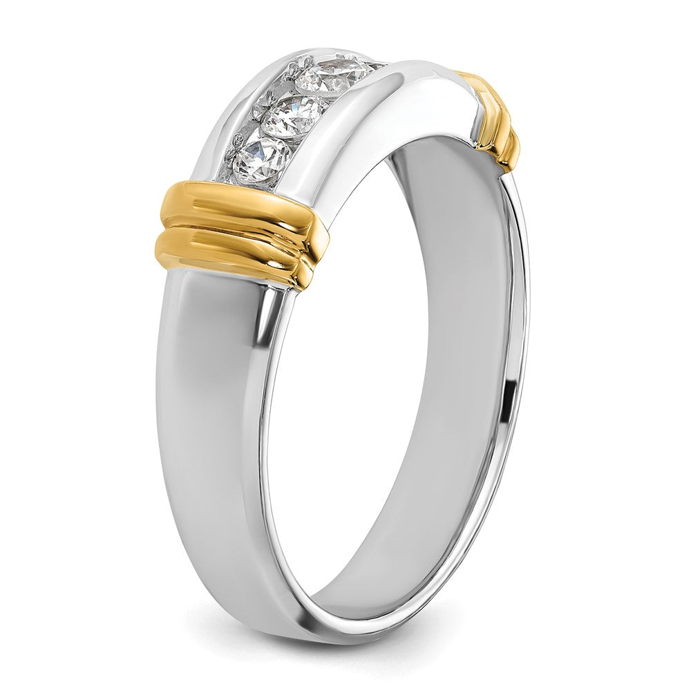 14k Two-tone 5 Stone Polished Men's Ring Mounting