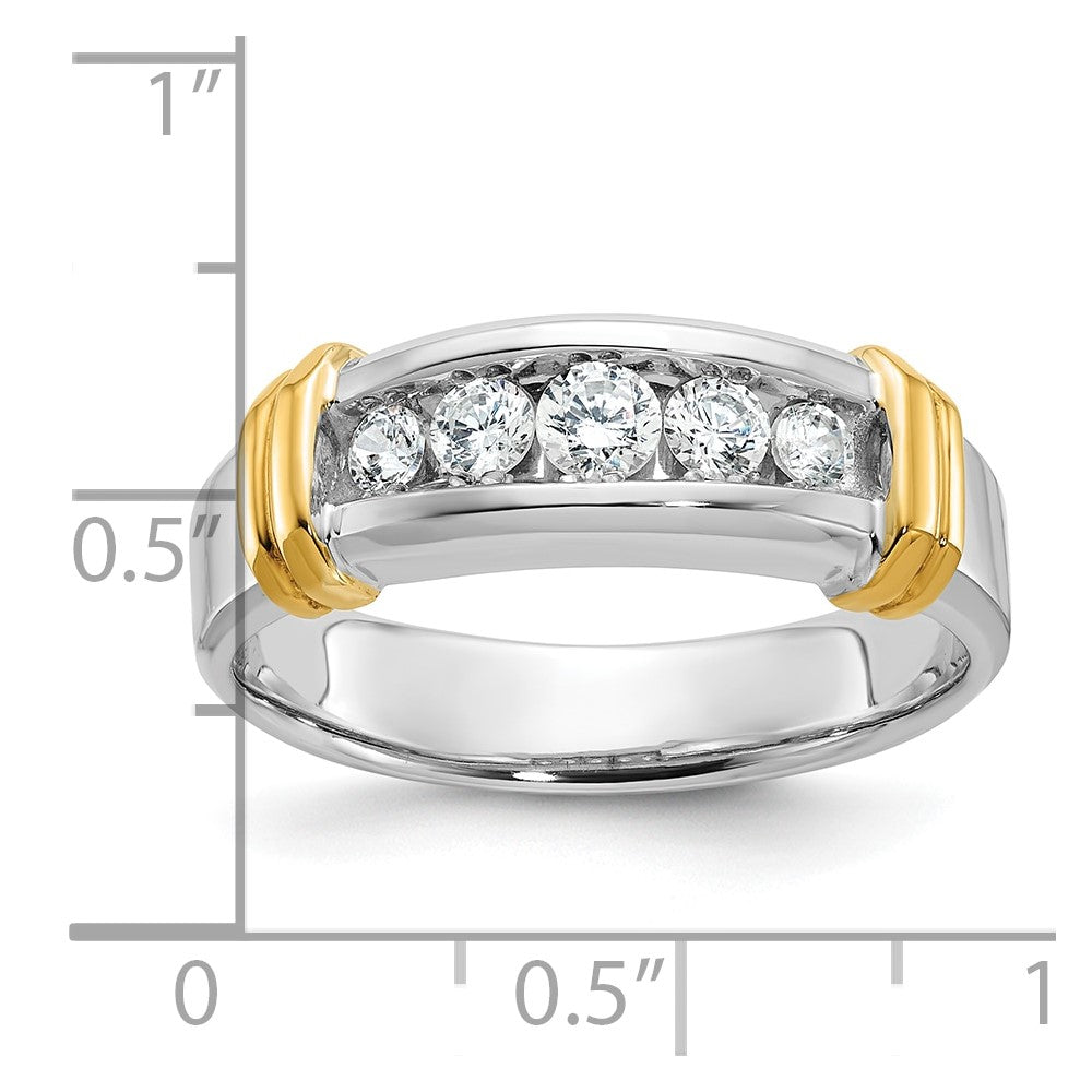 14k Two-tone 5 Stone Polished Men's Ring Mounting