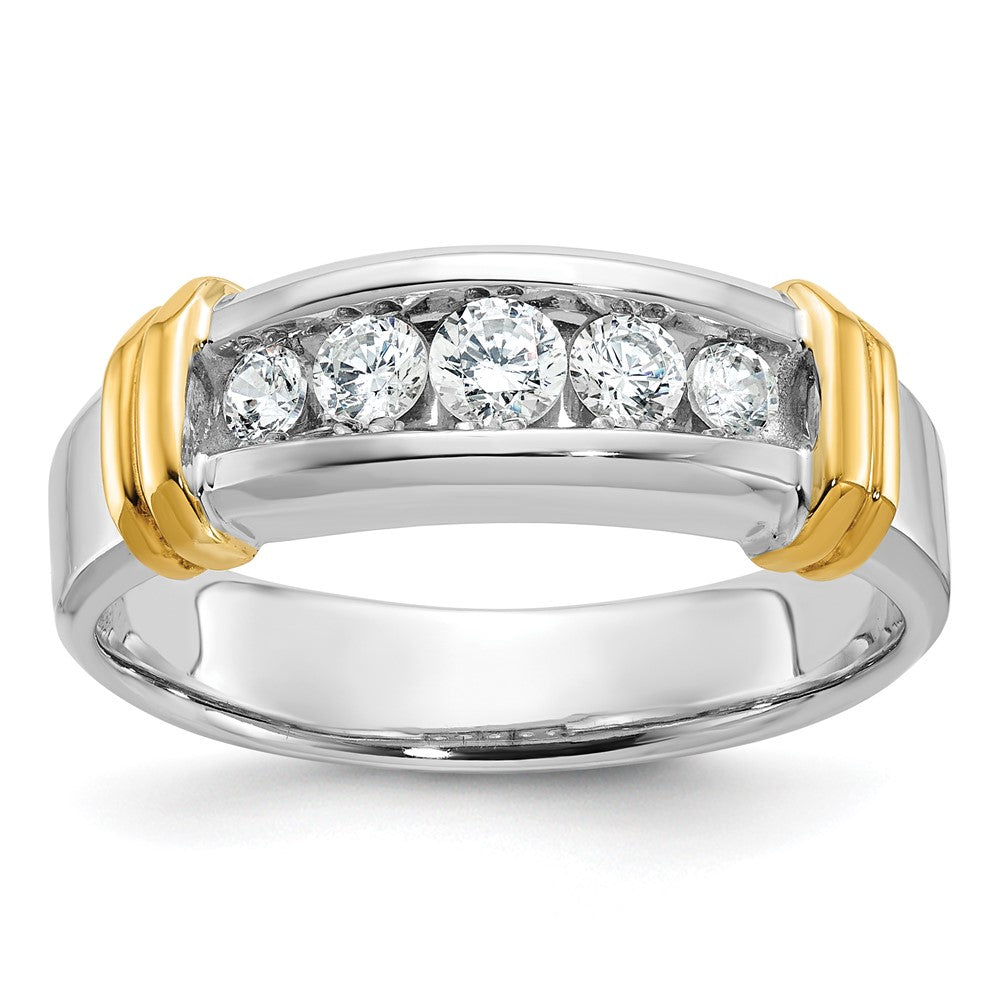 14k Two-tone 5 Stone Polished Men's Ring Mounting