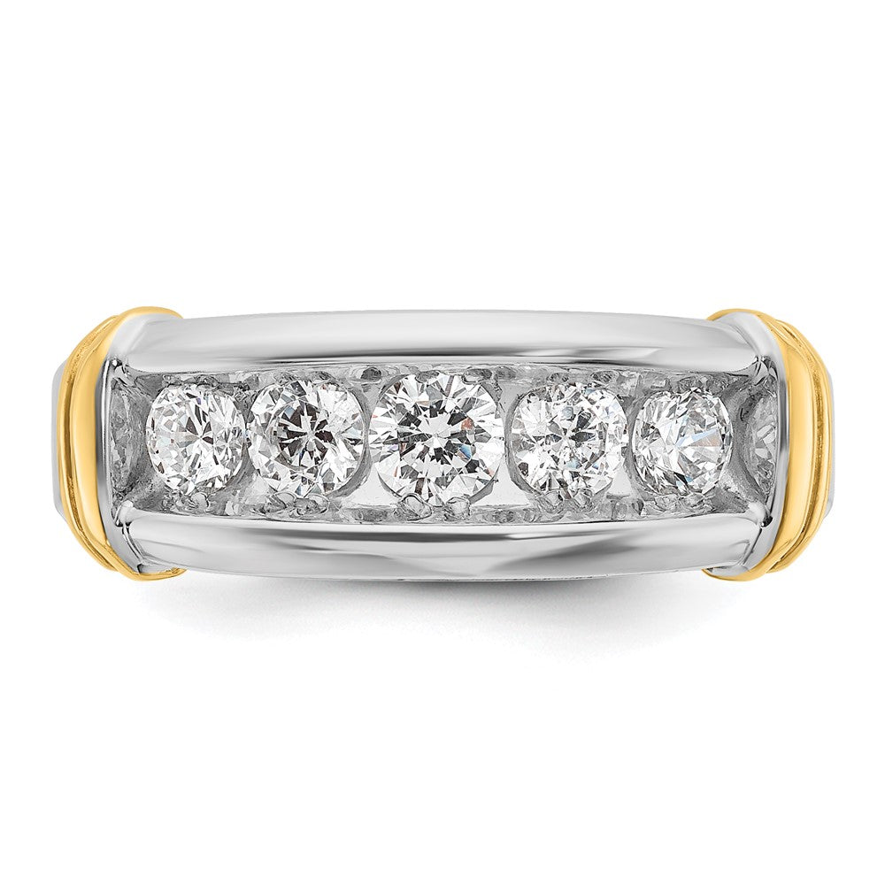 14ktt IBGoodman Men's Polished & Grooved 5-Stone Ring Mounting