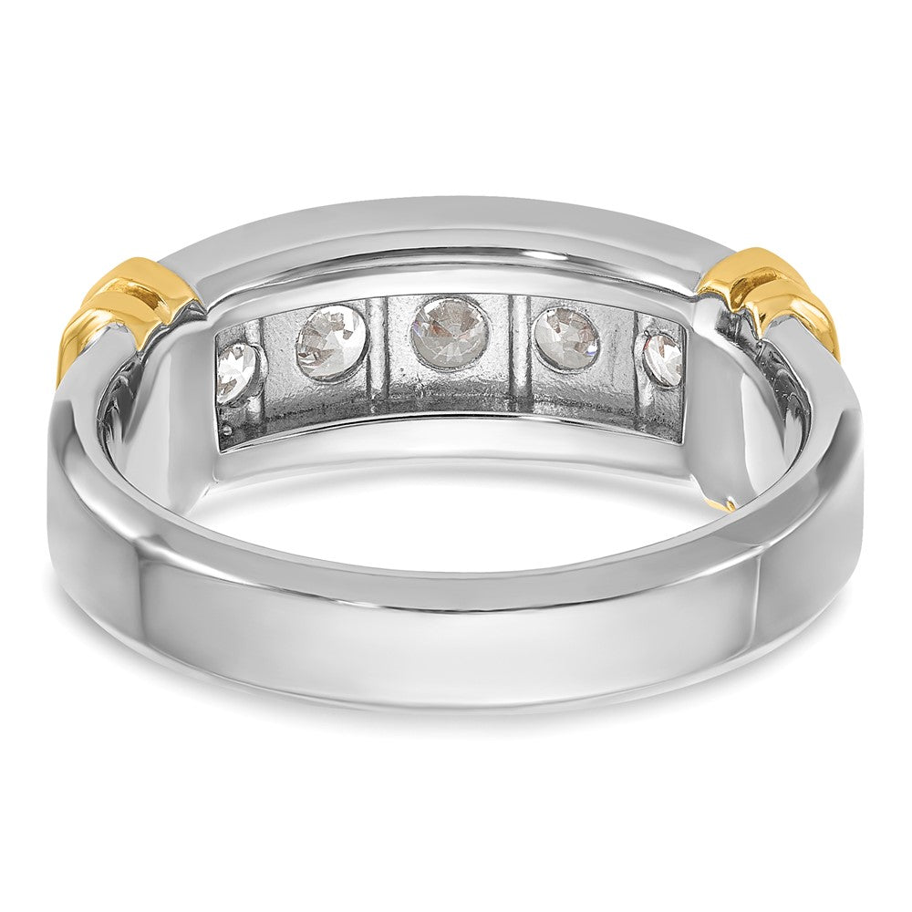 14ktt IBGoodman Men's Polished & Grooved 5-Stone Diamond Ring
