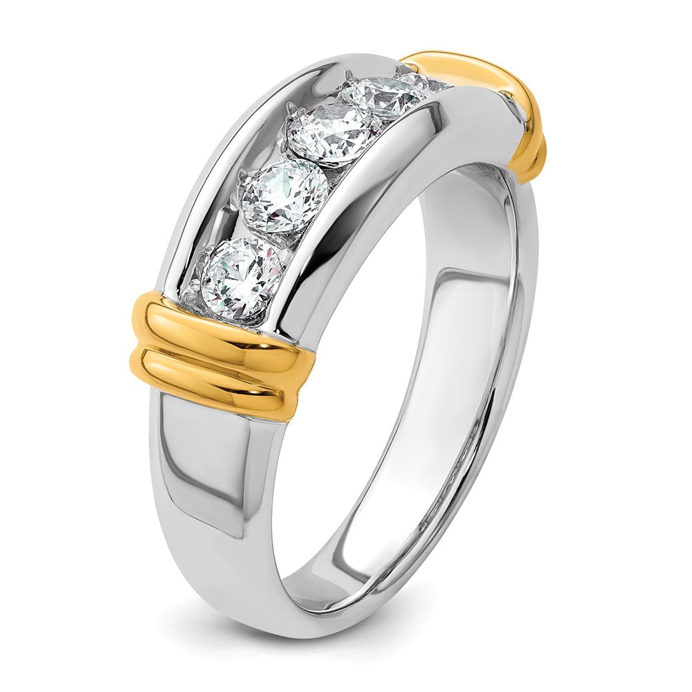 14ktt IBGoodman Men's Polished & Grooved 5-Stone Diamond Ring