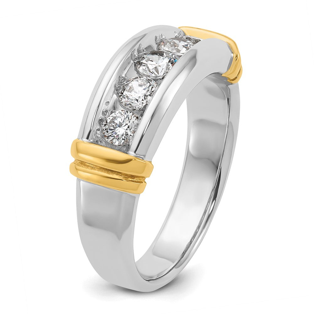 14ktt IBGoodman Men's Polished & Grooved 5-Stone Ring Mounting