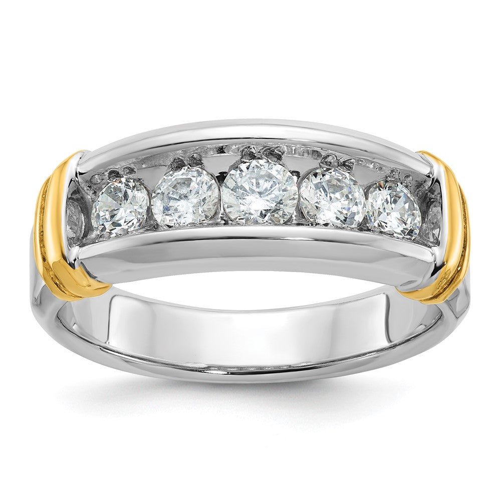 14ktt IBGoodman Men's Polished & Grooved 5-Stone Ring Mounting