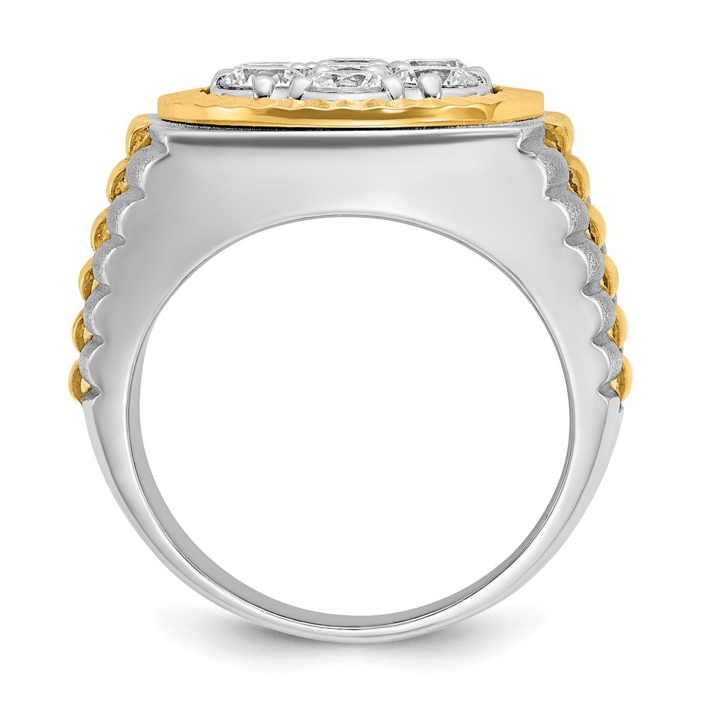 14ktt IBGoodman Men's Polished Satin & D/C Round Cluster Ring Mtg