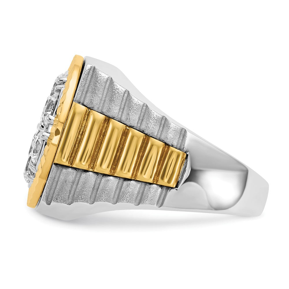 14ktt IBGoodman Men's Polished Satin & D/C Round Cluster Ring Mtg
