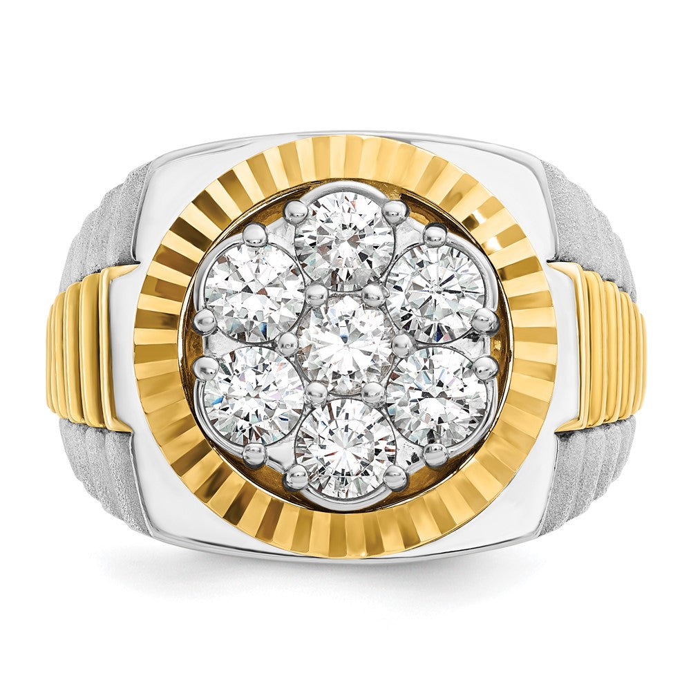 14ktt IBGoodman Men's Polished Satin & D/C Round Cluster Ring Mtg